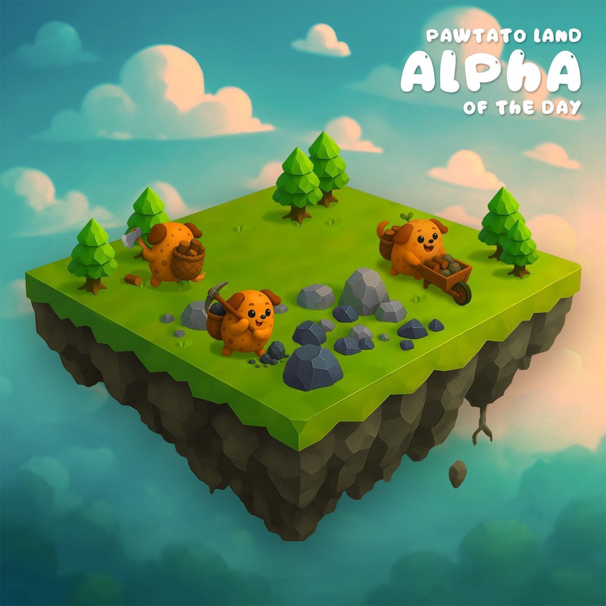 #PawtatoLandAlpha of the Day: While buildings are still a while out (we need estates and provinces first) we are introducing our first #tools: One of those is the #wheelbarrow, which increases the storage for all your lands. If you own and stake a wheelbarrow, your workers can