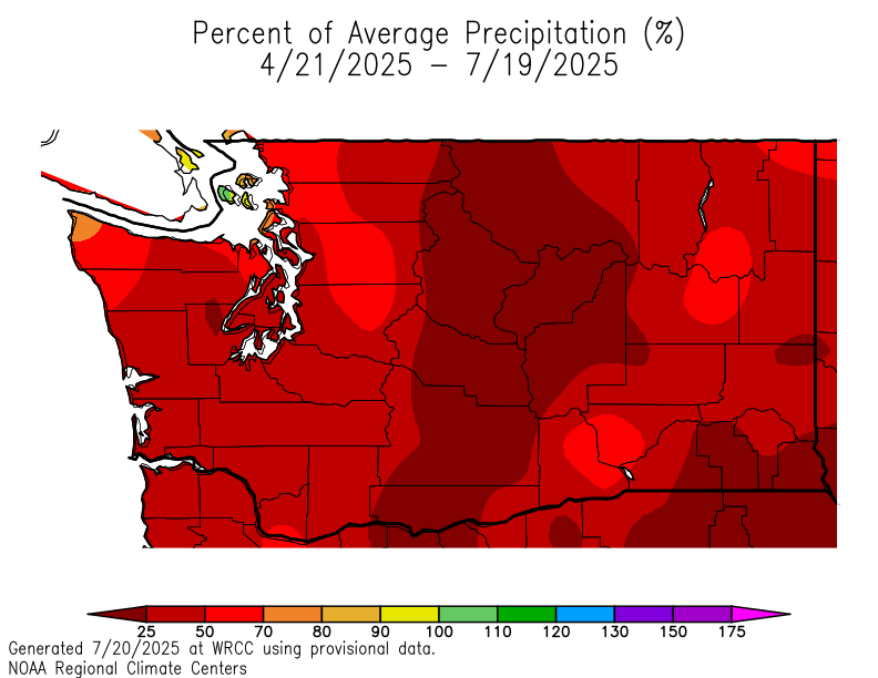 SeattleWXGuy's tweet image. Let's see if this well below normal precipitation across much of the Pacific NW will come back to bite us once we get into peak fire season.