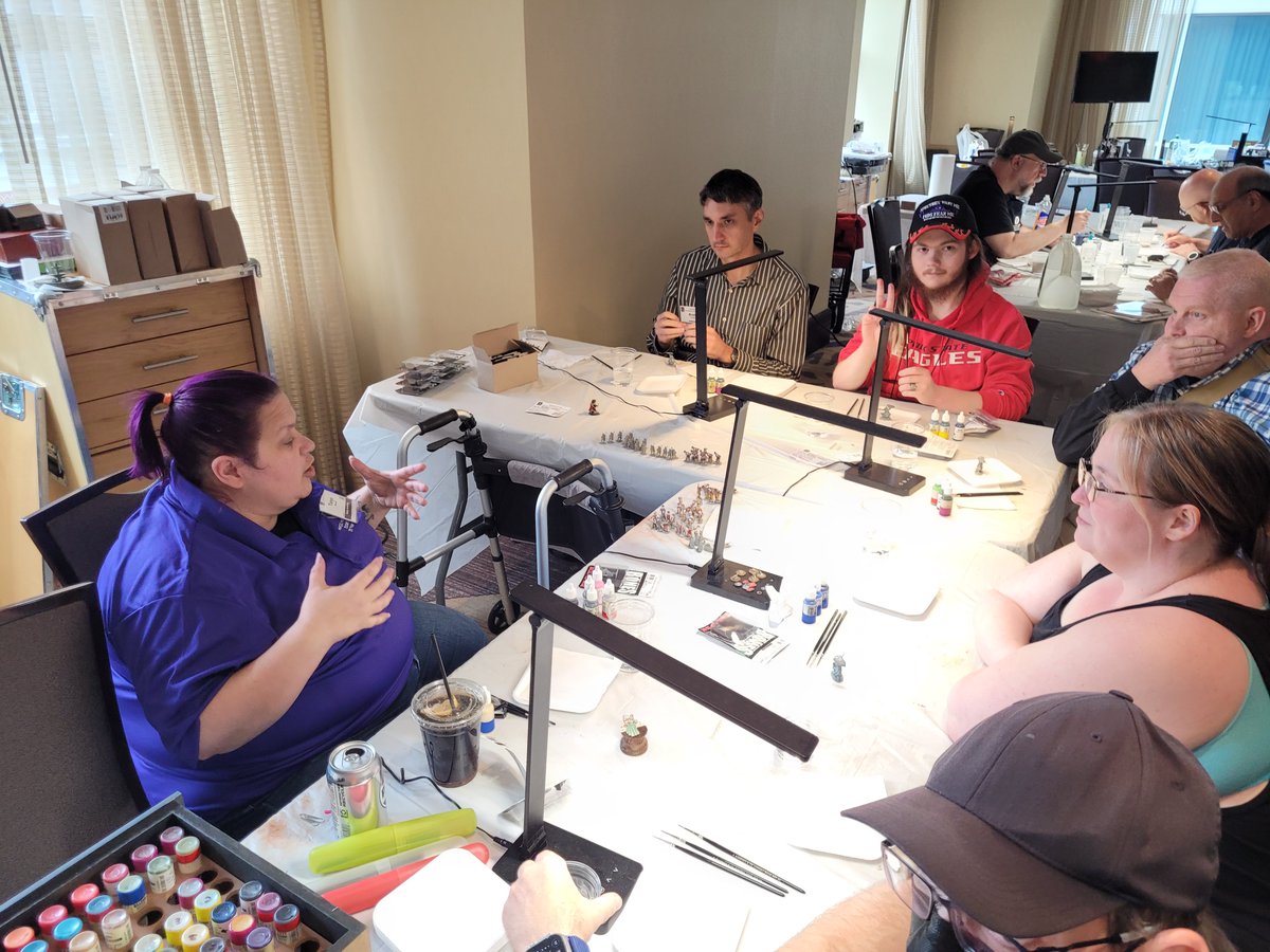 HMGS_Inc's tweet image. Tanks got dirty with mud, painters improved blending skills, 3D printed boats got upgraded with sails & gear, and skin tone techniques helped bring minis to life—all during the 4PM Saturday sessions at Hobby U. Hands-on and inspiring! #historicon2025