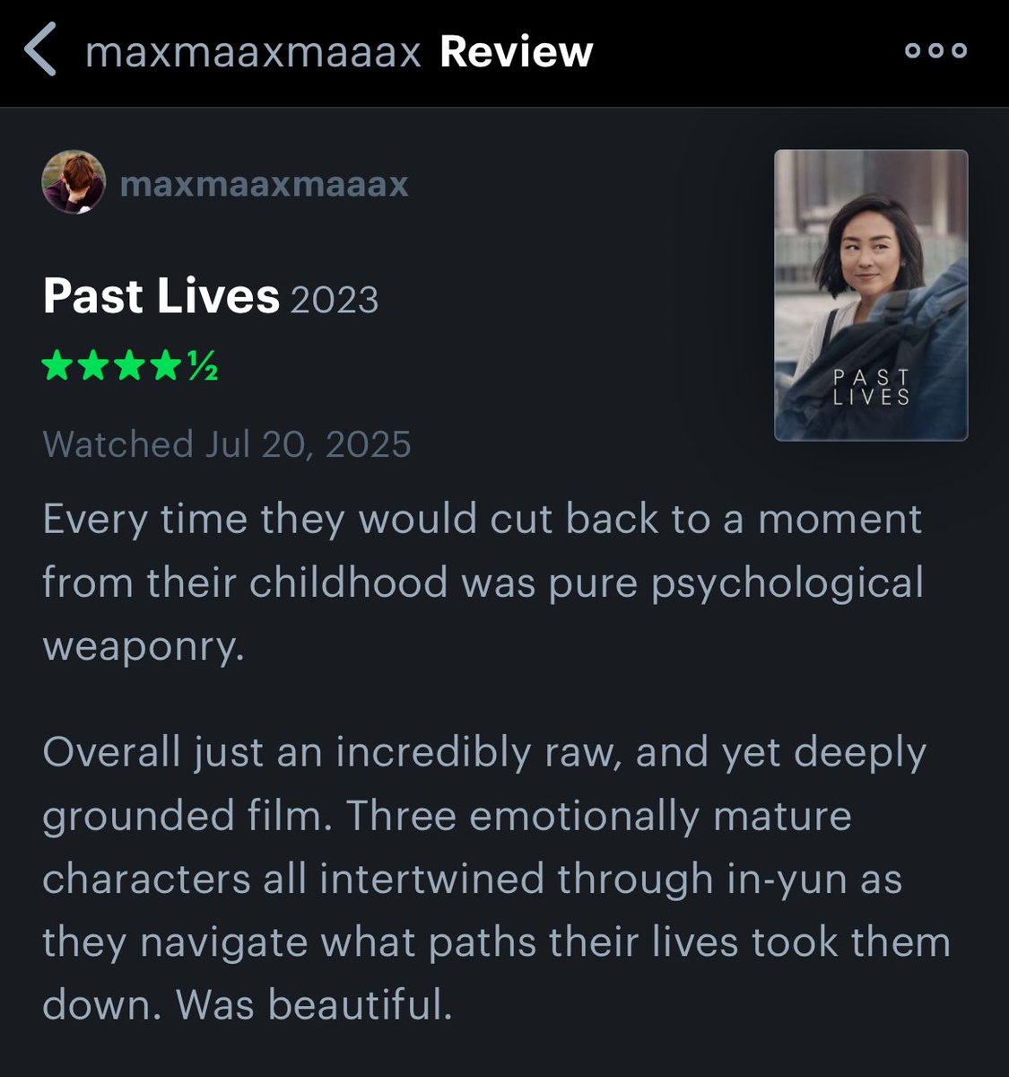 MaxMaaxMaaax's tweet image. Max saw another movie he’s been meaning to watch for a while and finally got around to seeing