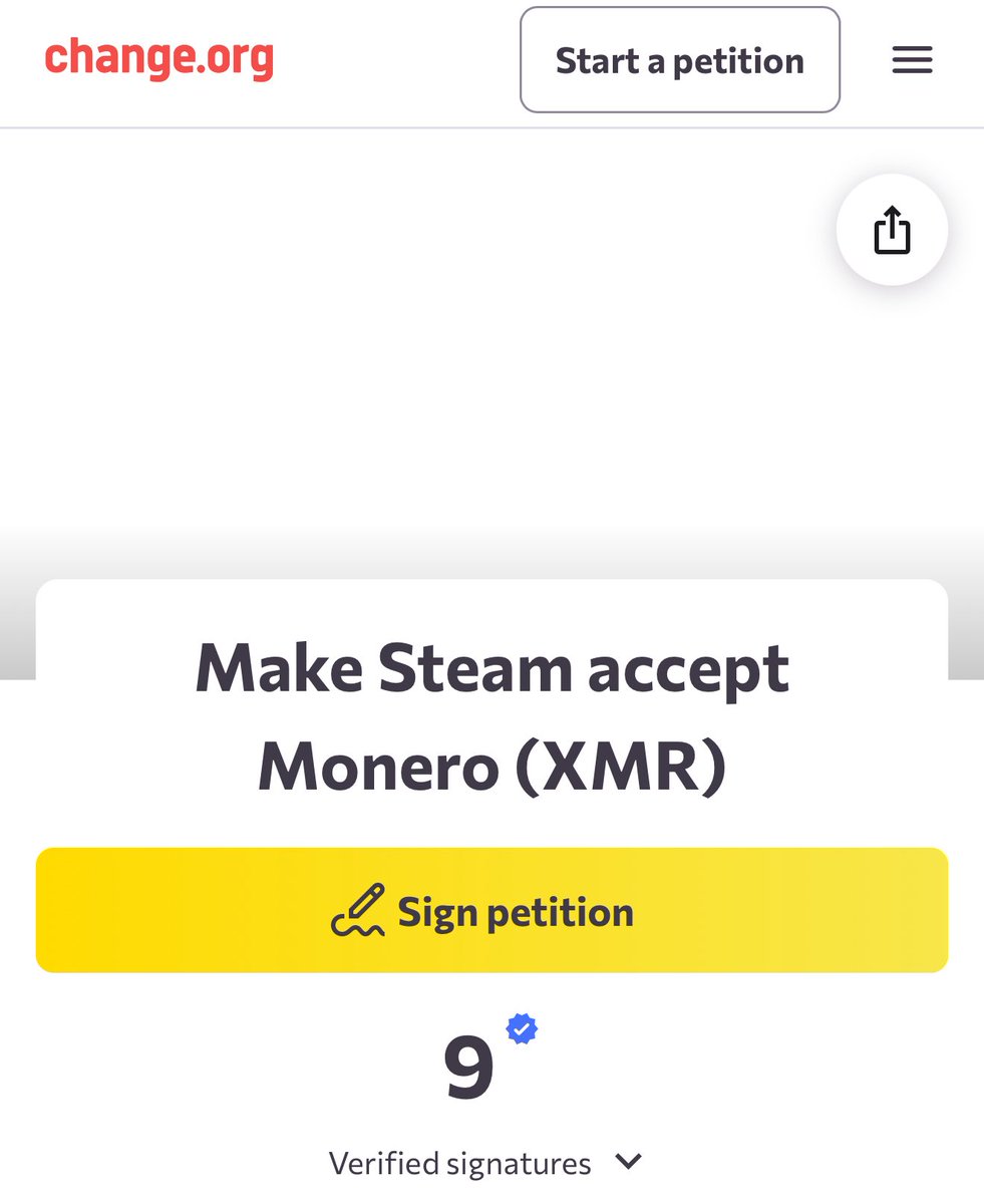MoneroMavrick's tweet image. Sign this petition to get Steam to accept Monero!
chng.it/76X9yqfh7J