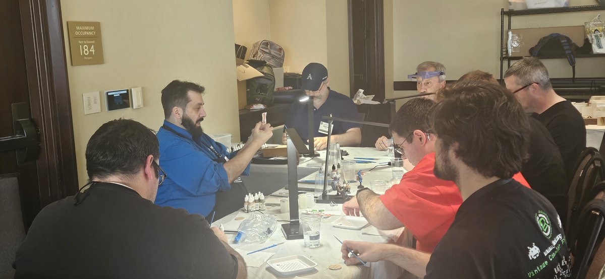 HMGS_Inc's tweet image. Greg helped hobbyists lose their fear of freehand painting by teaching simple ways to transfer designs onto banners and armor plates. Adding personal flair became easier during this inspiring Saturday 6PM session at @HMGS_HOBBY_U. #historicon2025
