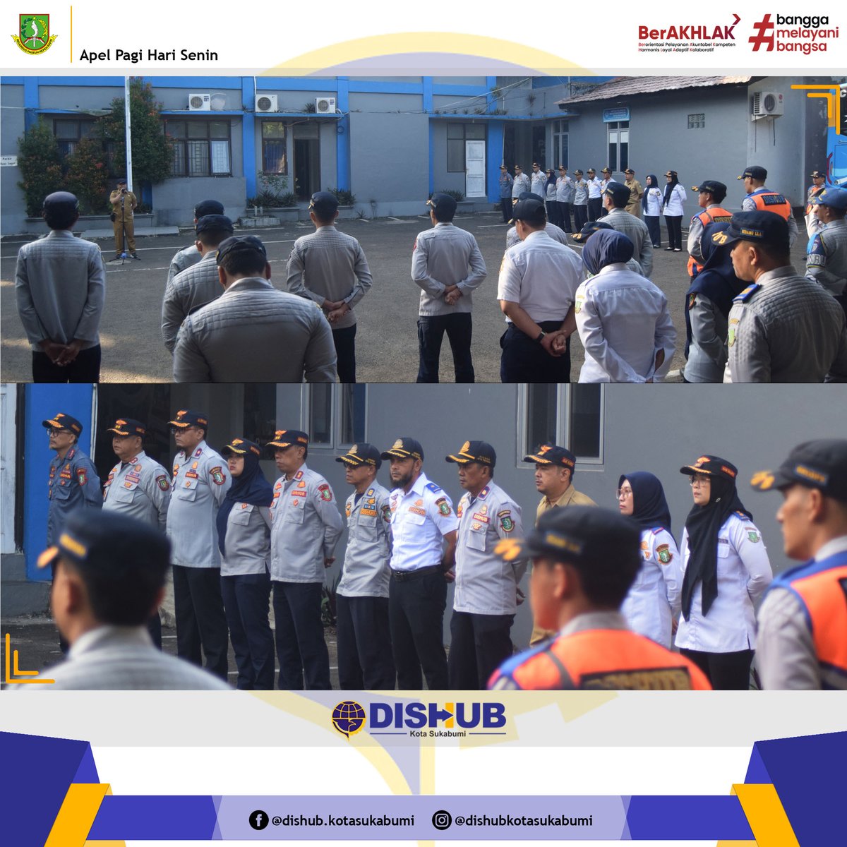 DISHUBKOTSI's tweet photo. Rutinitas Apel Pagi yang dilaksanakan setiap Hari Senin di Lingkungan Kantor Dinas Perhubungan Kota Sukabumi.
(21/07/2025)

@Pemkot_Sukabumi 
@dishub_jabar https://t.co/a7tMLsqmB1