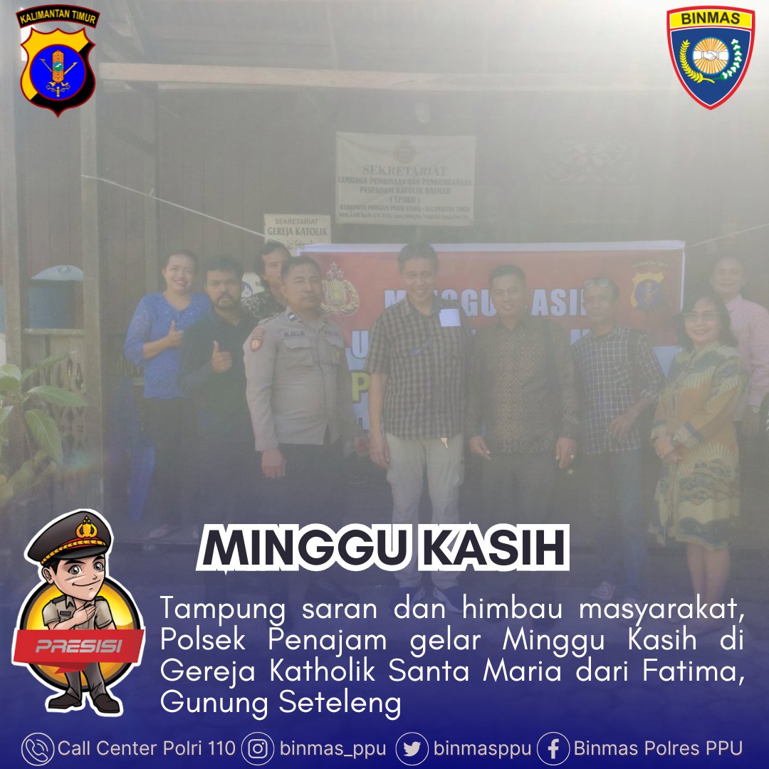 binmasppu's tweet photo. Tampung saran dan himbau masyarakat, Polsek Penajam gelar Minggu Kasih di Gereja Katholik Santa Maria dari Fatima, Gunung Seteleng
.
.
#PolresPPU #PoldaKaltim #Polripresisi #MingguKasihPresisi #iknNusantara #KamiBersamaPolri #UntungAdaPolisi #SavePolri #PolriUntukMasyarakat https://t.co/KuqLJpIO69