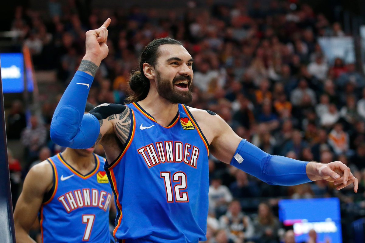 SleeperThunder's tweet image. A little late, but happy birthday to former Thunder Steven Adams! 🥳
Adams averaged 9.9 points, 7.7 rebounds, 1.2 assists, 1 block, and 0.9 steals across seven seasons with OKC (2013-2020).
#ThunderUp