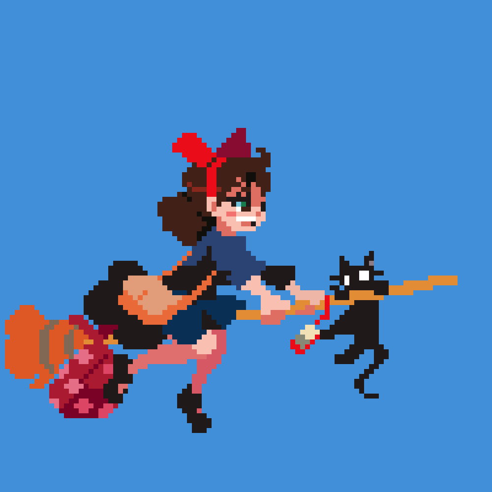 juna_ros's tweet image. A quick drawing of  Kiki&apos;s delivery services #pixelart