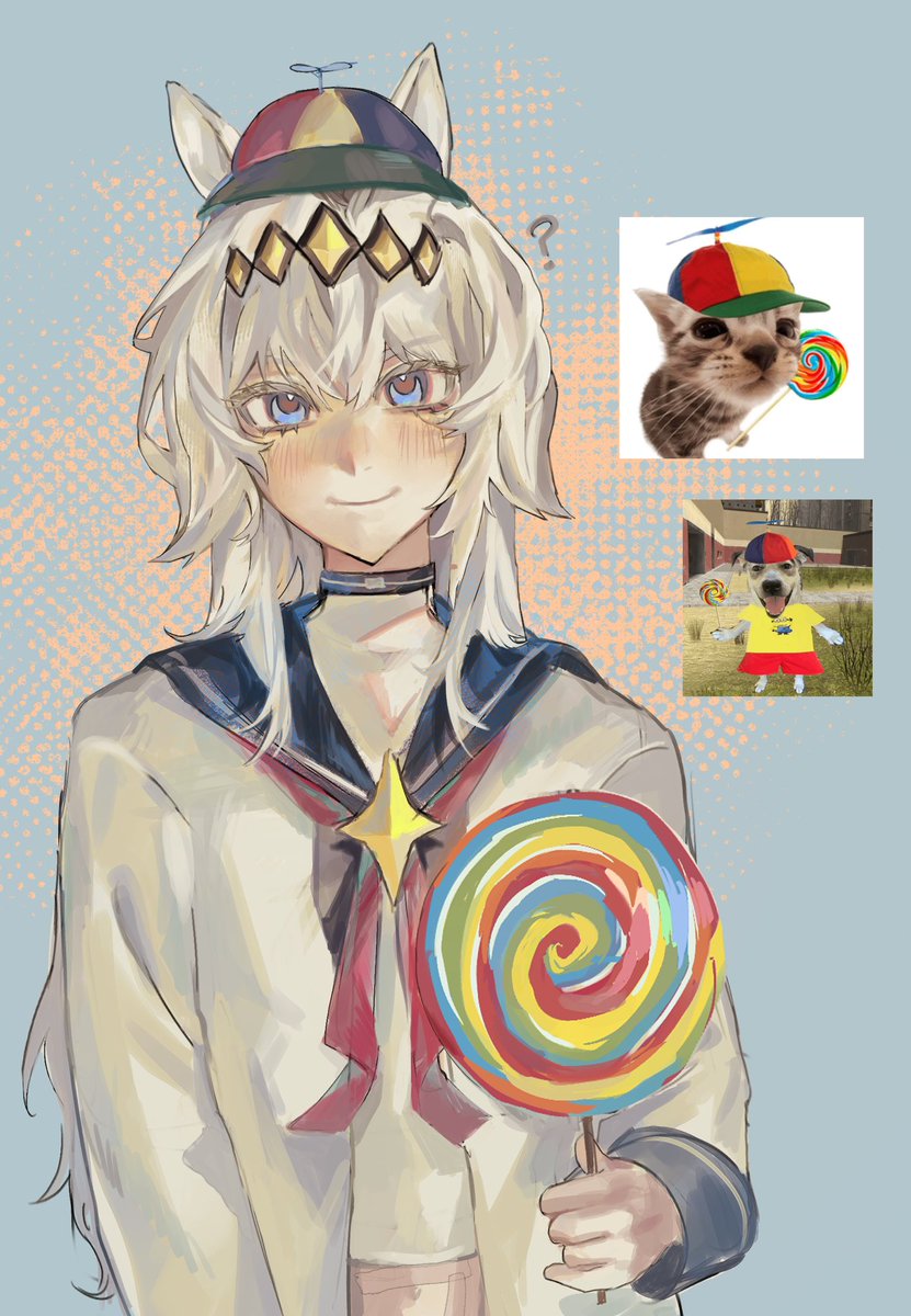 Teaq01's tweet image. My goat oguri cap repost cause the lollipop wasn’t big enough #umamusume