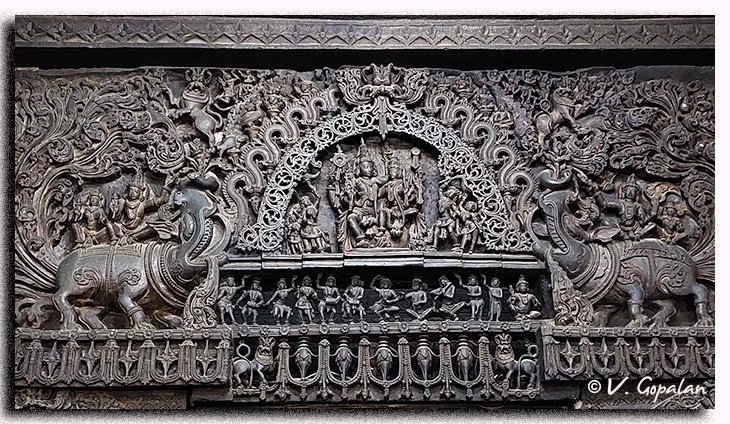 TheGopalan's tweet image. I am awe struck looking at the details!
This panel is on top of the entrance the main Sanctum sanctorum of Chennakesava temple, Belur
It is actually a 3D panel! How did they manage this on stone!!!!!
Vishnu with Lakshmi surrounded by devathas (?)!