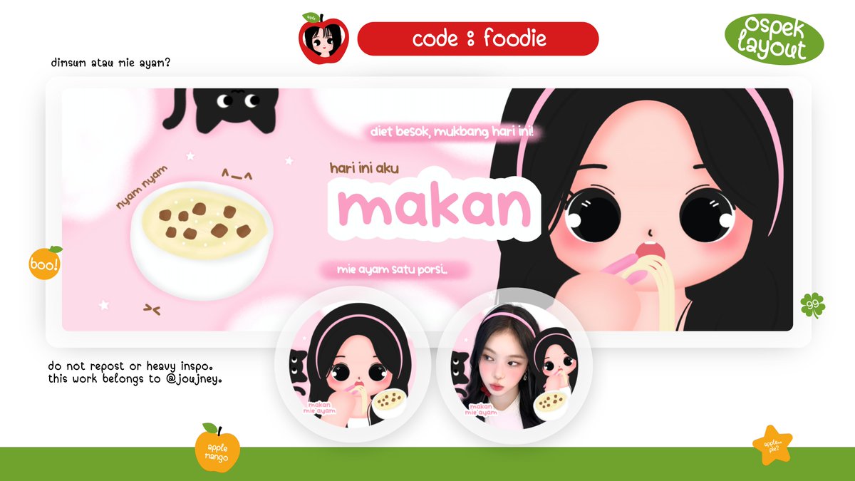 joujney's tweet photo. 🍜💬 help rt &amp; ospek please? tia ‼️🥢

🍚 OSPEK TIME 🍽️

h🅰️Lo! pagi ini aku bawa calon katalog layout chibi 👀 full hand draw dengan code : foodie iaa! jenis mam nya bisa pilih dimsum/mie ayam‼️ jika ada kemiripan dengan ba lain pls kindly dm me asap! CEK ALT (ufs) #zonauang https://t.co/qUazUkd3VK