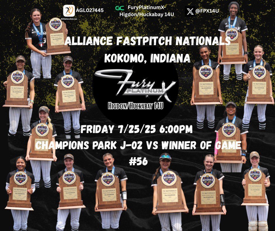 ECPHILLIPS (@elianacphillips) on Twitter photo Come watch our Fury Platinum X 14u team at Alliance Nationals.
<a href="/FPX14U/">Fury Platinum X Higdon/Huckabay</a> <a href="/Vol_Softball/">Tennessee Softball</a> <a href="/GoMocsSB/">Chattanooga Softball</a>
<a href="/UKsoftball/">Kentucky Softball</a> <a href="/AlabamaSB/">Alabama Softball</a>
<a href="/OleMissSoftball/">Ole Miss Softball</a> <a href="/MT_Softball/">Middle Tennessee Softball</a> <a href="/UAHCoachLes/">Les Stuedeman</a> <a href="/WKUSoftball/">WKU Softball</a> <a href="/GaTechSoftball/">Georgia Tech Softball 🥇🥇🥇🥇🥇</a> <a href="/UGASoftball/">Georgia Softball</a> <a href="/clemsonsoftball/">Clemson Softball 🥎</a> <a href="/Jeremy_P_Higdon/">Jeremy Higdon</a> <a href="/crosbyhuckabay/">crosby huckabay</a> <a href="/GatorsSB/">Gators Softball</a> <a href="/Coach_AT/">Aric Thomas</a> Come watch our Fury Platinum X 14u team at Alliance Nationals.
<a href="/FPX14U/">Fury Platinum X Higdon/Huckabay</a> <a href="/Vol_Softball/">Tennessee Softball</a> <a href="/GoMocsSB/">Chattanooga Softball</a>
<a href="/UKsoftball/">Kentucky Softball</a> <a href="/AlabamaSB/">Alabama Softball</a>
<a href="/OleMissSoftball/">Ole Miss Softball</a> <a href="/MT_Softball/">Middle Tennessee Softball</a> <a href="/UAHCoachLes/">Les Stuedeman</a> <a href="/WKUSoftball/">WKU Softball</a> <a href="/GaTechSoftball/">Georgia Tech Softball 🥇🥇🥇🥇🥇</a> <a href="/UGASoftball/">Georgia Softball</a> <a href="/clemsonsoftball/">Clemson Softball 🥎</a> <a href="/Jeremy_P_Higdon/">Jeremy Higdon</a> <a href="/crosbyhuckabay/">crosby huckabay</a> <a href="/GatorsSB/">Gators Softball</a> <a href="/Coach_AT/">Aric Thomas</a>