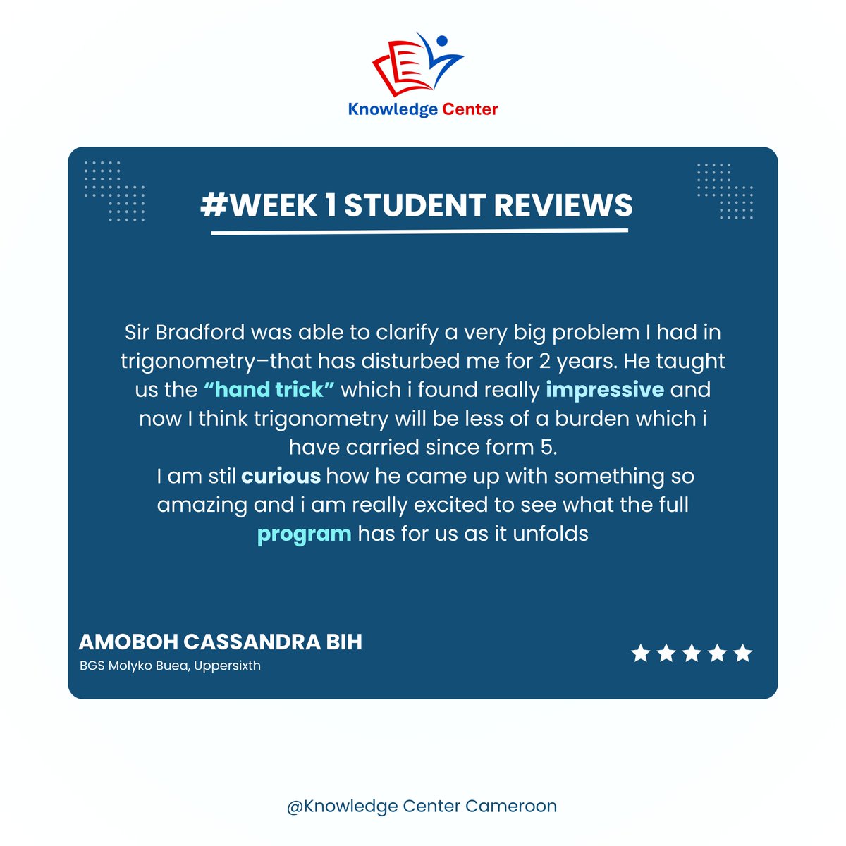 KCCameroon's tweet image. "For 2 years trigonométry had disturbed until sir Bradford taught me how to use the hand trick. I am curious how he came up with something so amazing and I'm excited to see the full KC program"

Amoboh Cassandra 

#kcsummer2025 #week1reviews #summer #education