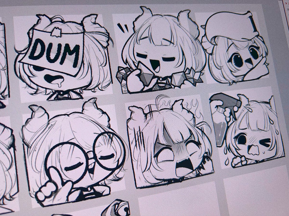 Plushunagi's tweet image. π€π€²π» Emote wips. Itβs been a while.