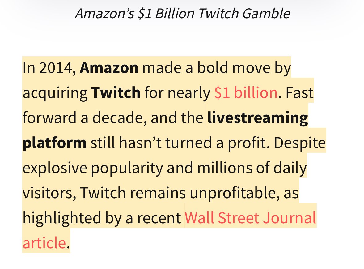 LegendOfWinning's tweet image. I can’t believe I have to say this but…
Twitch and Kick are unprofitable subsidiaries
It doesn’t matter how popular the streamers are the companies still don’t turn a profit