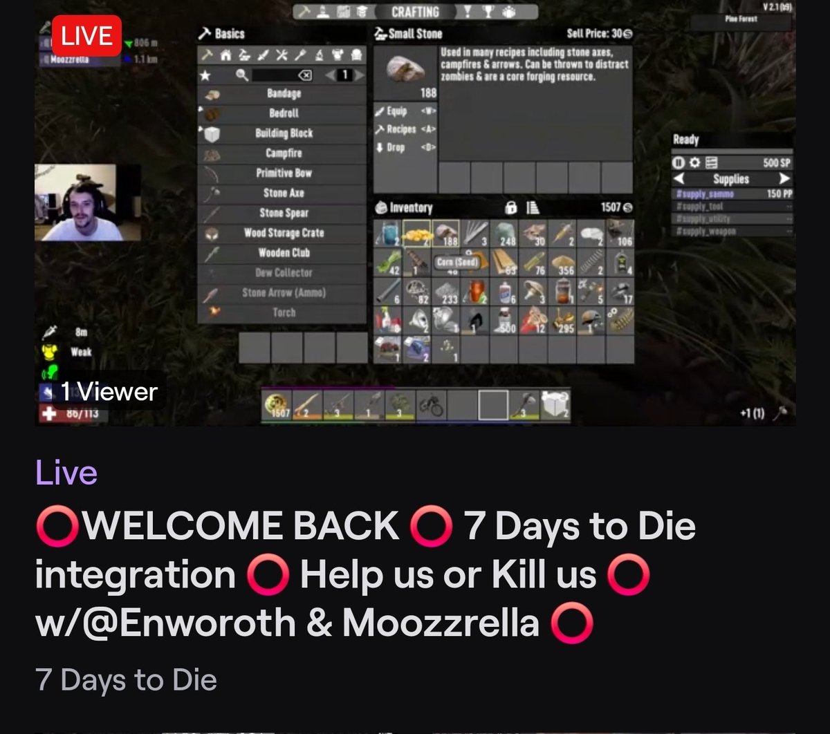 Criticitical's tweet photo. Back Live on https://t.co/P0fZ6GGapE 
Come mess with us on 7 days to die!! #Twitch #TwitchStreamers #twitchtv https://t.co/TDTILBV0Hm