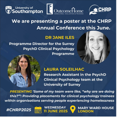 SurreyPsych's tweet photo. The @UoSPsychDteam at @SurreyPsych was delighted to attend the recent Centre for Homelessness Research and Practice (CHRP) Annual Conference #CHRP2025 and present their research. 🧵 https://t.co/dVkdTXB6r3