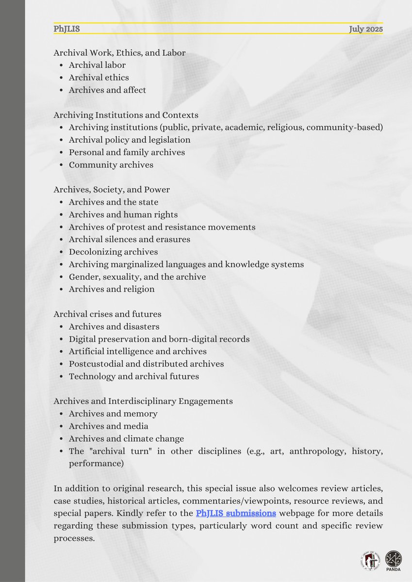 Official_UPD's tweet image. Student researchers are invited to submit research abstracts for the special issue of the Philippine Journal of Librarianship and Information Studies of the UP Diliman School of Library and Information Studies until Aug. 1.
To submit abstracts, email hllim1@up.edu.ph.