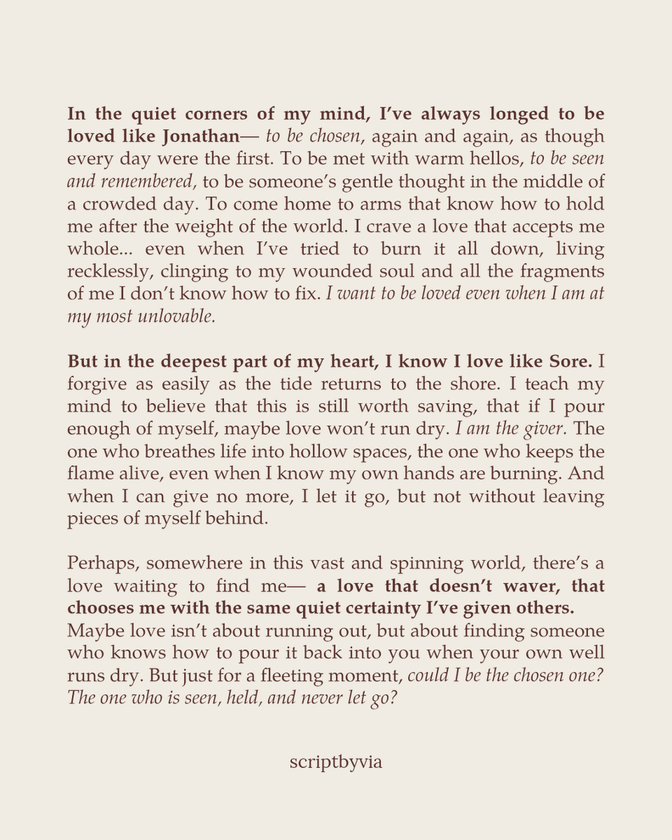 scriptbyvia's tweet photo. I've always longed to be loved like Jonathan, but I know I love like Sore. https://t.co/CD7nGPAZxX
