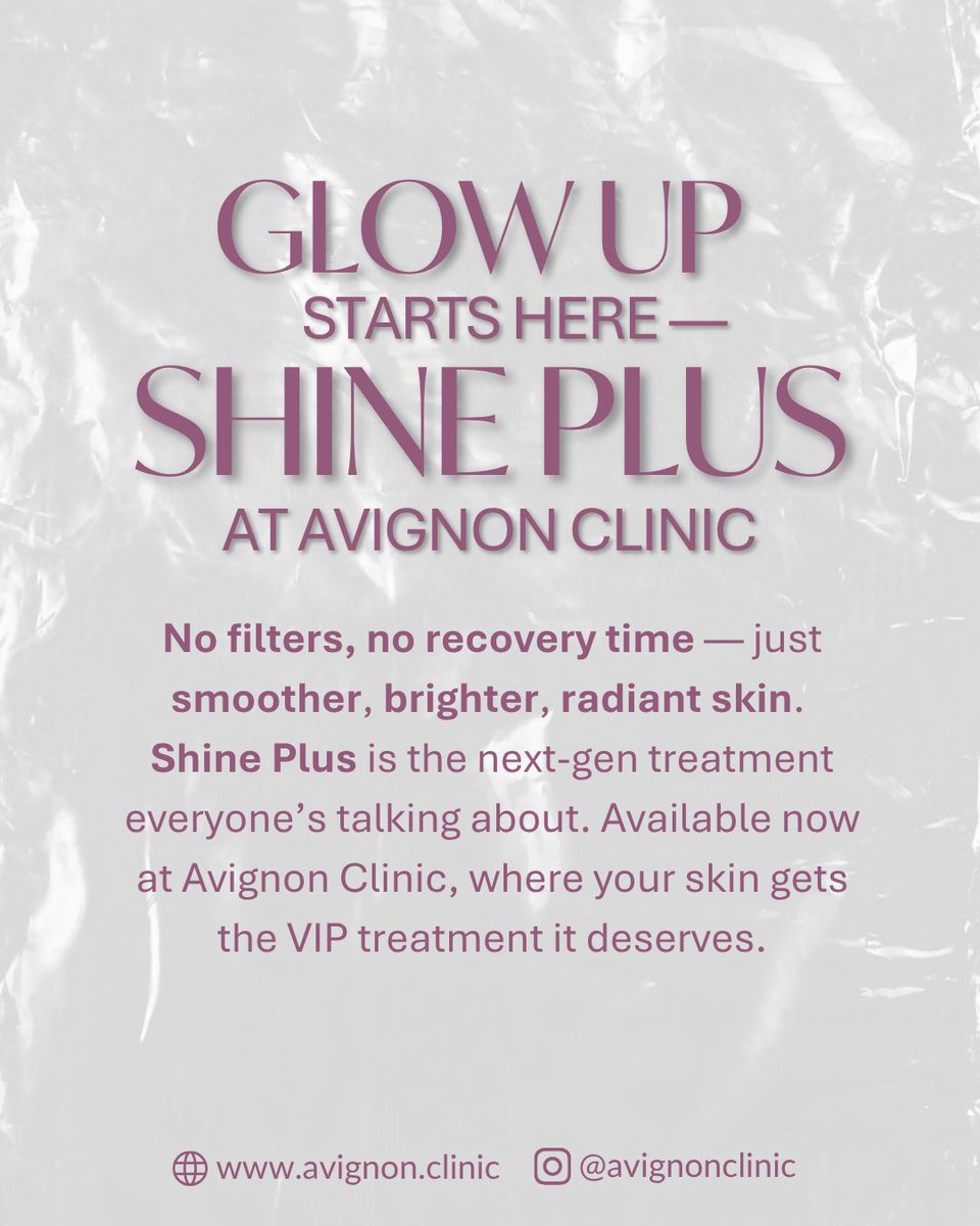 AvignonClinic's tweet image. The secret to brighter, firmer, smoother skin — without needles, pain, or downtime — Avignon Shine Plus is finally here.

✨ Uneven pigmentation
✨ Deep wrinkles
✨ Dull, tired skin

No injections. No peeling. Just next-level results.
This is skin science, redefined.