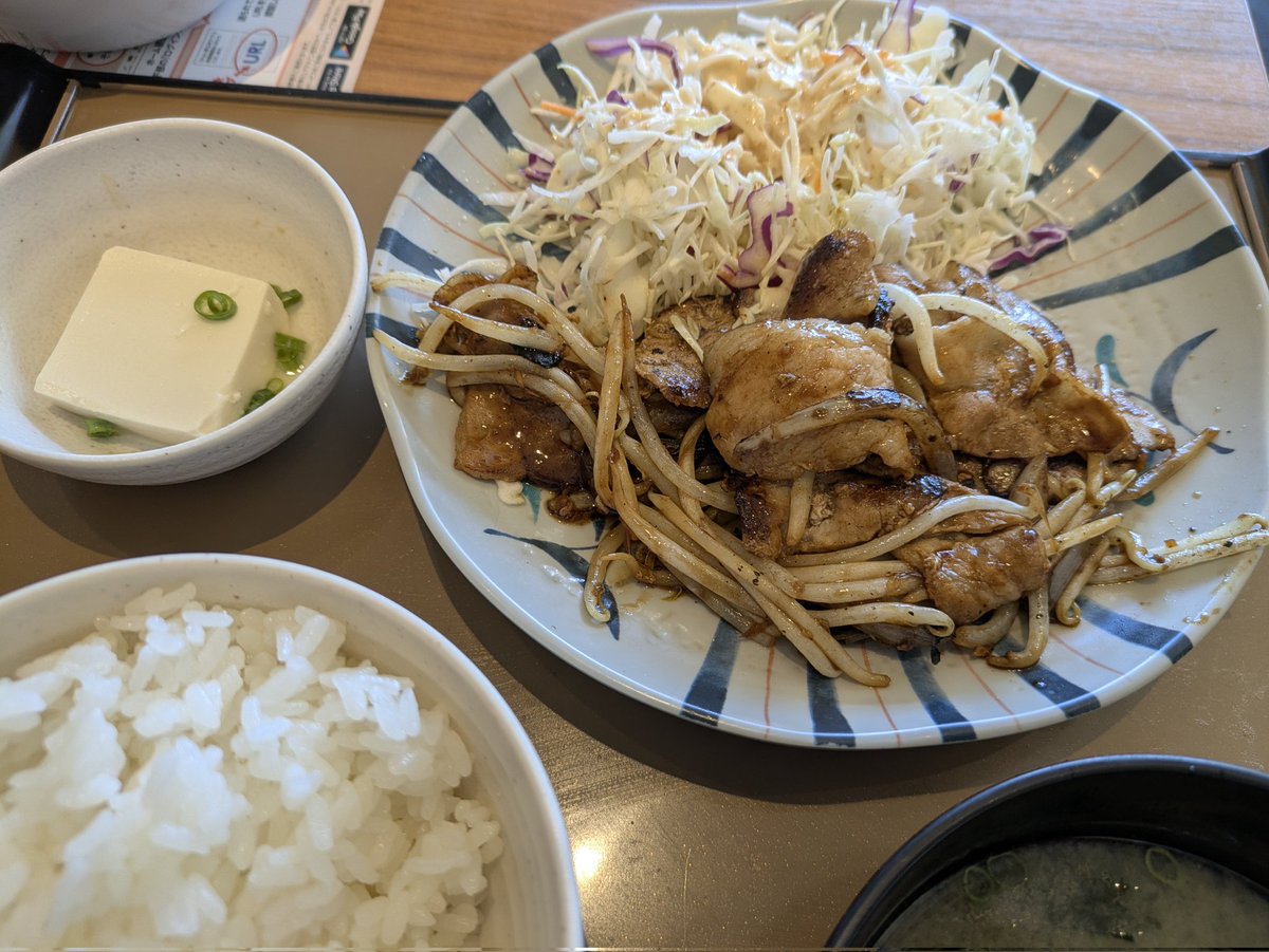 maithiru97's tweet image. ランチは、やよい軒
大豆ミートのしょうが焼き定食、いただきます〜

ご飯お代わり無料、漬物、出汁サービス😊良いですね✨