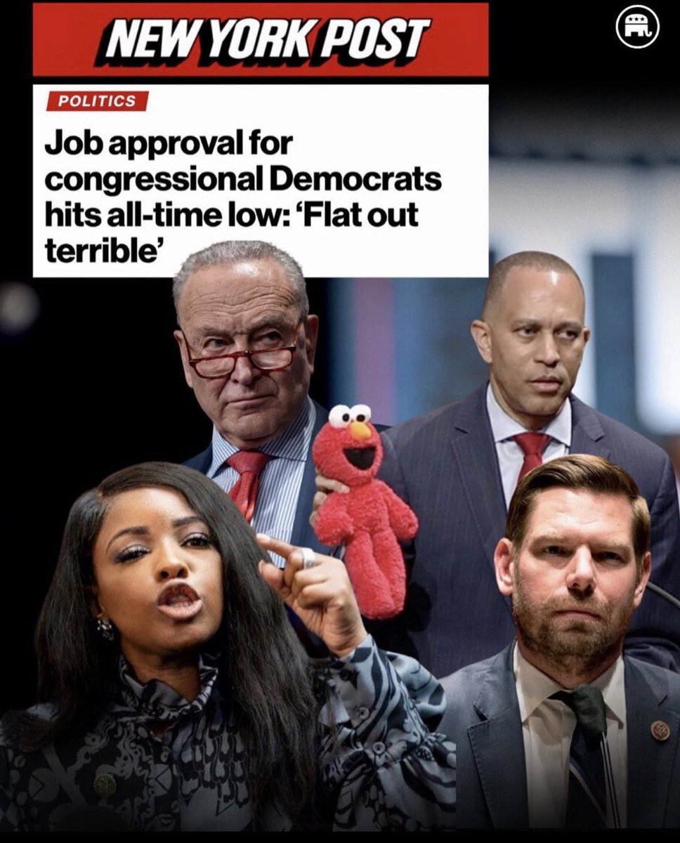 GOPNevadaCounty's tweet image. Only 19% of registered voters approve of the way Democrats in Congress are handling their job, a Quinnipiac University Poll released Wednesday found. #nevadacounty
nypost.com/2025/07/16/us-…