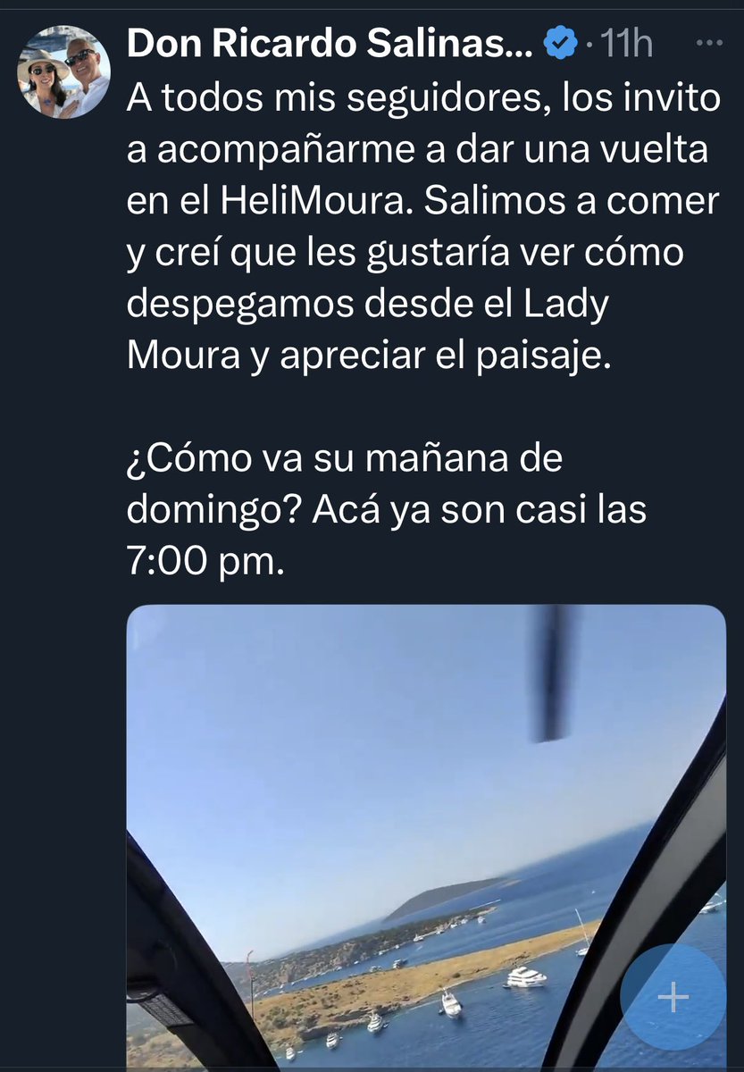 VctorCa07651147's tweet image. El evasor fiscal y delincuente con dientes de burro de Ricardo Salinas, piensa que subiendo videos para que la gente vea su nivel de vida y cangándose de risa en un helicóptero, evitará que con el nuevo PJ se le venga la noche encima. Que aproveche para reírse.