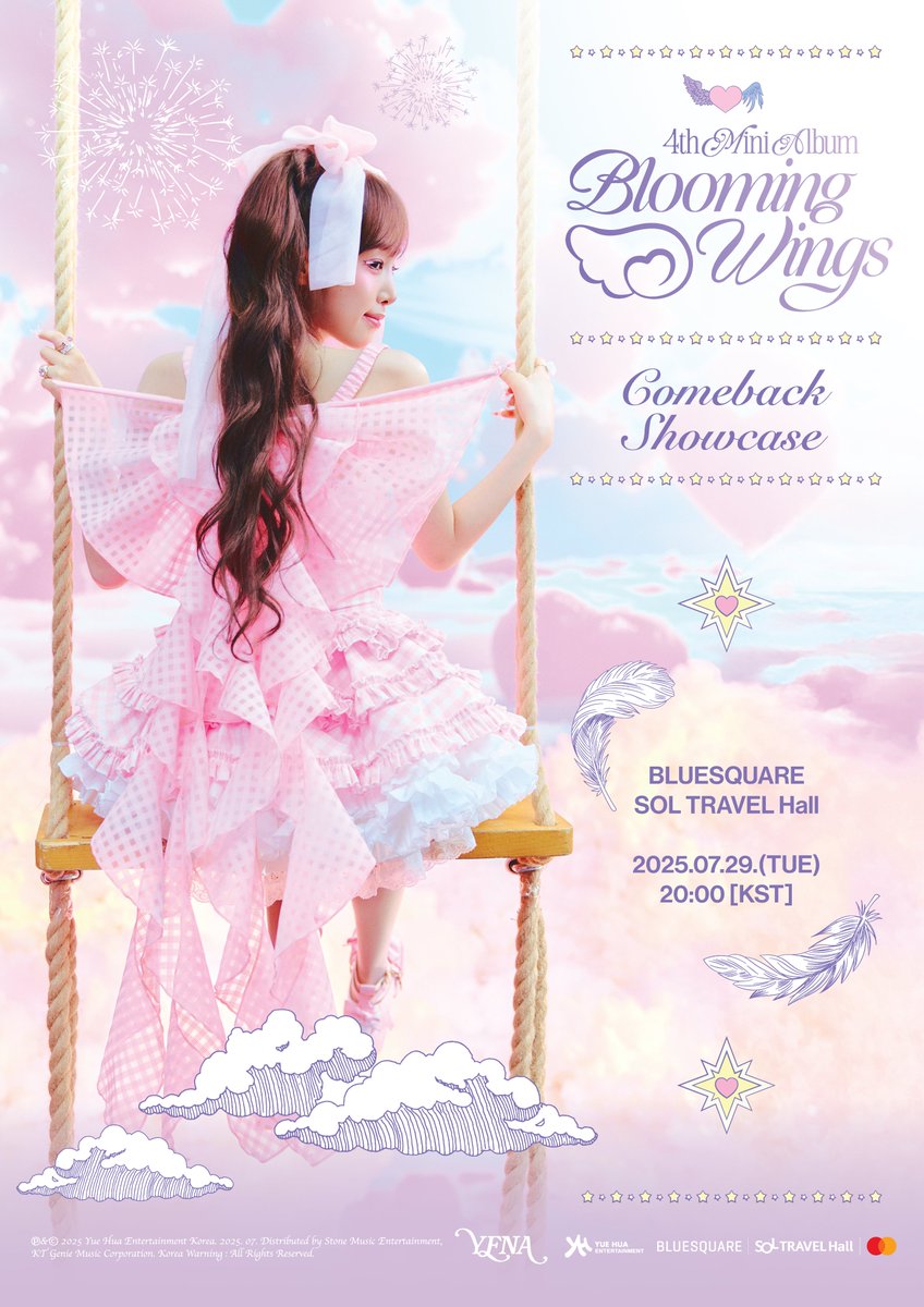 [📢YENA NOTICE]

YENA(최예나) 
4TH MINI ALBUM <Blooming Wings>

SHOWCASE 참여 안내🪽
🔗 cafe.daum.net/CHOIYENA/ZEpY/…

Release on
💿 2025.07.29 I 6PM I (KST) 

💿 Pre-release &amp; Pre-order
YENA.lnk.to/Blooming_Wings

#최예나 #예나 #YENA
#Blooming_Wings #착하다는말이제일싫어
