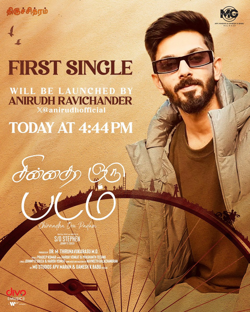 MGstudios (@mgstudios2024) on Twitter photo Every story has a sound πΆ And ours begins today at 4:44PM π The First Single from #ChinnathaOruPadam will be launched by Rockstar <a href="/anirudhofficial/">Anirudh Ravichander</a> β₯οΈ Every story has a sound πΆ And ours begins today at 4:44PM π The First Single from #ChinnathaOruPadam will be launched by Rockstar <a href="/anirudhofficial/">Anirudh Ravichander</a> β₯οΈ