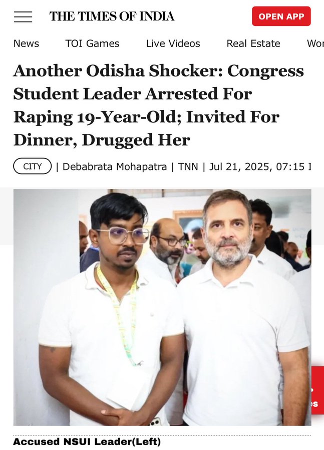 Arun Yadav (@arunkosli) on Twitter photo उदित प्रधान
नारी सताओ यूनियन ऑफ इंडिया NSUI अध्यक्ष ओड़िसा, नेता कांग्रेस
आज 19 वर्षीय लड़की के साथ reप के मामले में गिरफ़्तारी हुई है, खाने पर बुलाया था ड्रग्स देकर बेहोश किया
सुप्पी आंटी <a href="/SupriyaShrinate/">Supriya Shrinate</a> ,
किस मुंह से महिला सम्मान की बात करती है कांग्रेस,
उड़ीसा का कांग्रेस उदित प्रधान
नारी सताओ यूनियन ऑफ इंडिया NSUI अध्यक्ष ओड़िसा, नेता कांग्रेस
आज 19 वर्षीय लड़की के साथ reप के मामले में गिरफ़्तारी हुई है, खाने पर बुलाया था ड्रग्स देकर बेहोश किया
सुप्पी आंटी <a href="/SupriyaShrinate/">Supriya Shrinate</a> ,
किस मुंह से महिला सम्मान की बात करती है कांग्रेस,
उड़ीसा का कांग्रेस