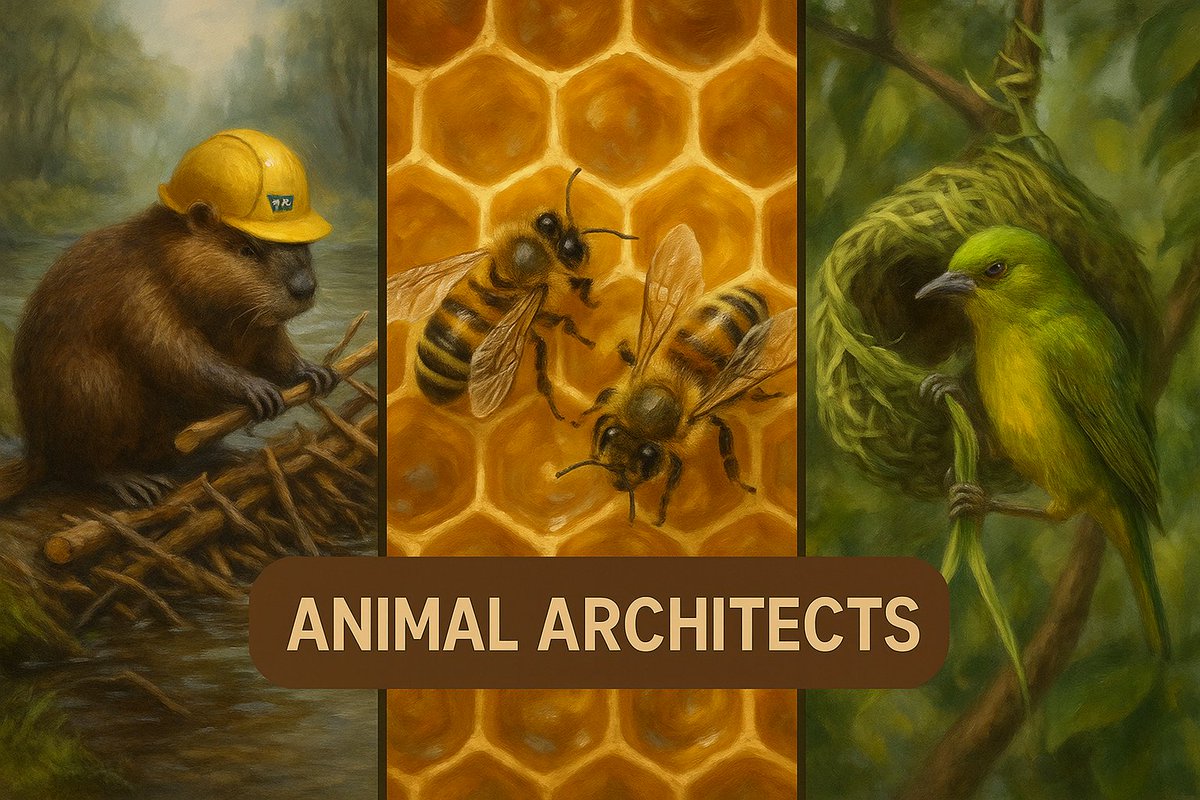 TinyTapEDU's tweet image. Monday Fun Fact: Nature’s best builders never clock out
Did you know about these animal architects?
🦫 Beavers are true ecosystem engineers! They fell trees and stack logs into watertight dams, turning plain streams into whole new wetlands.
🐝 Honeybees craft perfect hexagon…