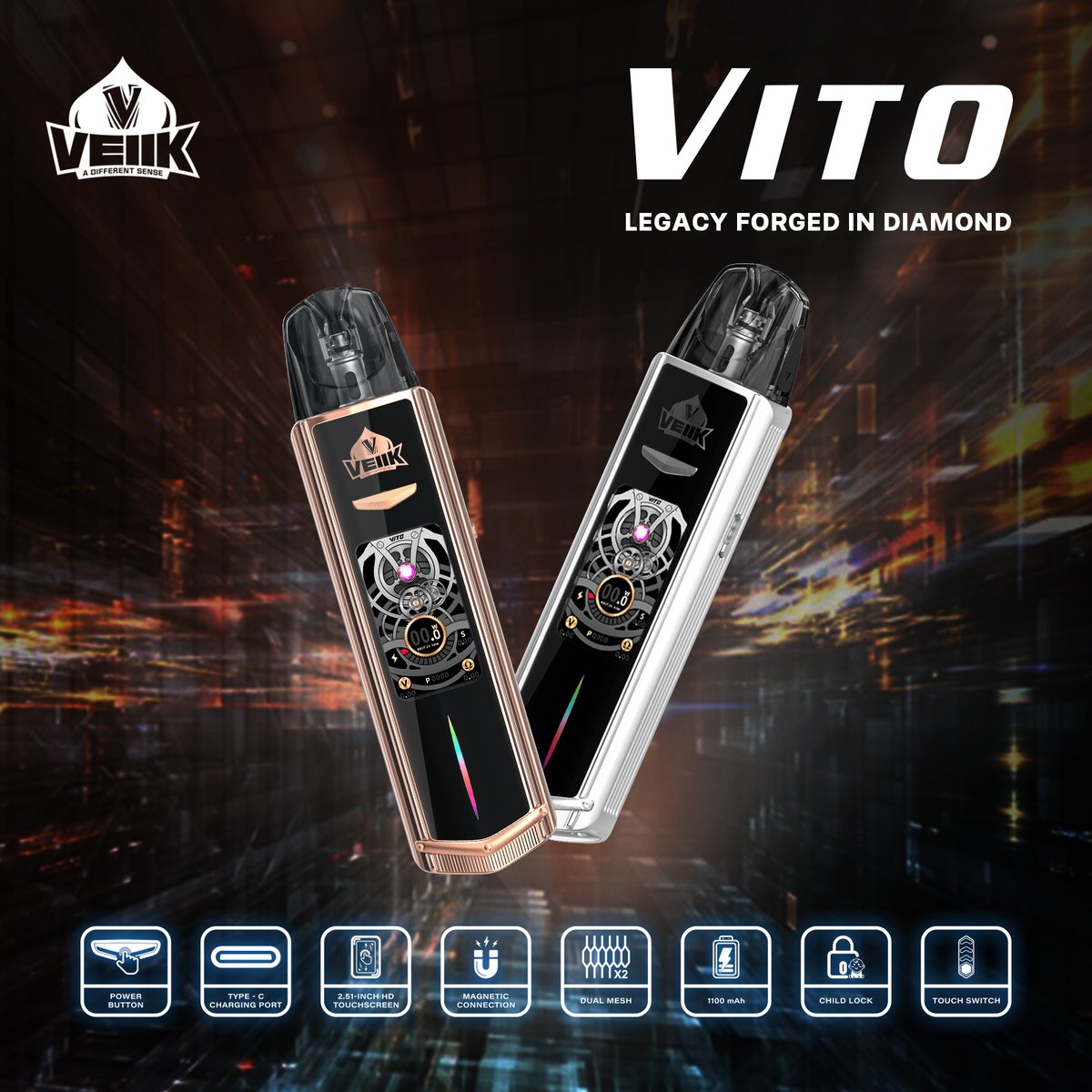 Stephan74451705's tweet image. The Epitome of Luxury, Craftsmanship, &amp;amp; Evolution: VEIIK VITO
· Capacity: 2ml
· Power Range: 5-30W
· Battery: 1100mAh
· 2 resistance switches in 1 pod to adapt the power
#vito #refillablepod #vape #veiik #vapeon #pod #refillable #vapor #podsystem #smoke #ecigarette