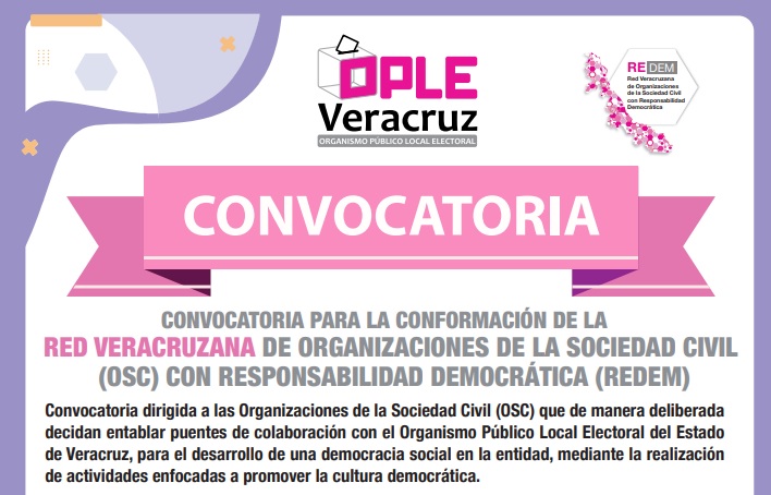 GarciaRamos_Fer's tweet photo. 🤔¿Te gustaría ser parte de la Red Veracruzana de Organizaciones de la Sociedad Civil (OSC) con Responsabilidad Democrática #REDEM?
👉 Aquí puedes consultar la convocatoria: https://t.co/J3057wQ6wd https://t.co/dbnVK9NSZC