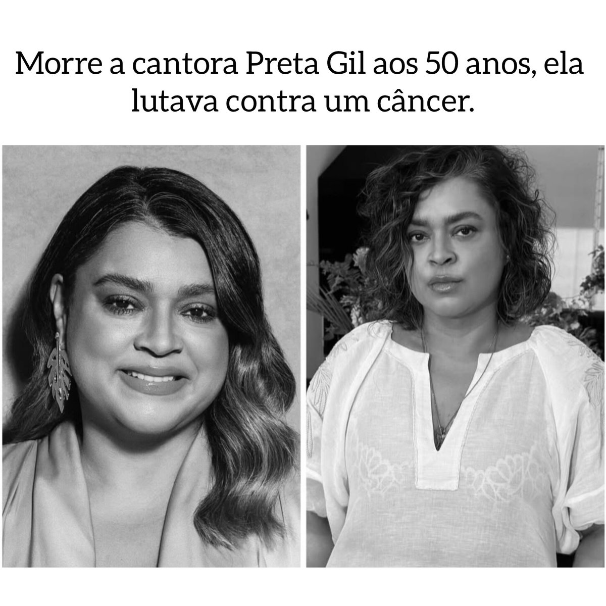 DESCONFIEI__'s tweet photo. Com imenso pesar, comunicamos o falecimento de Preta Gil,em decorrência de complicações causadas por um câncer no intestino. Uma artista brilhante, mulher guerreira e alma generosa, Preta marcou a música, a cultura e milhares de corações com sua força, alegria e autenticidade. 🖤 https://t.co/rVTv5ZqZnb
