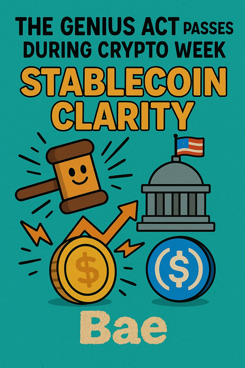 regulatory “Crypto Week” just hit with the GENIUS Act being signed into law — finally bringing stablecoin clarity in the US 🇺🇸

this isn’t a trend — it’s a turning point.

but real creators know:
⚡ clarity breeds opportunities
⚡ content amplifies culture
⚡ and on Bae? you’re
