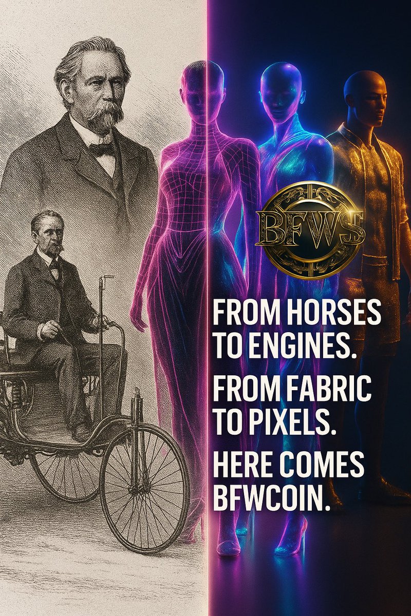 BfwCoin's tweet photo. What if Carl Benz had waited for permission?

We’d still be riding horses.

Now, fashion is shifting from fabrics to pixels — 
and BFWCoin is the engine of this revolution.

The future doesn’t wait. Neither should you.

👉 https://t.co/ObdNM0iLJT

#BFWCoin #DigitalFashion #Web3 https://t.co/ySzPvDX6sW