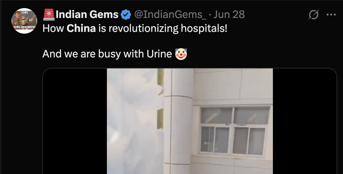 aravind's tweet image. This account can name itself "Gems of China Propaganda" Not a day goes without doing the following:
- Show something great about China.
- Compare it with India.
- Say something sick about India, Indians, and our govt.
It is either run from Pakistan, or someone with a…