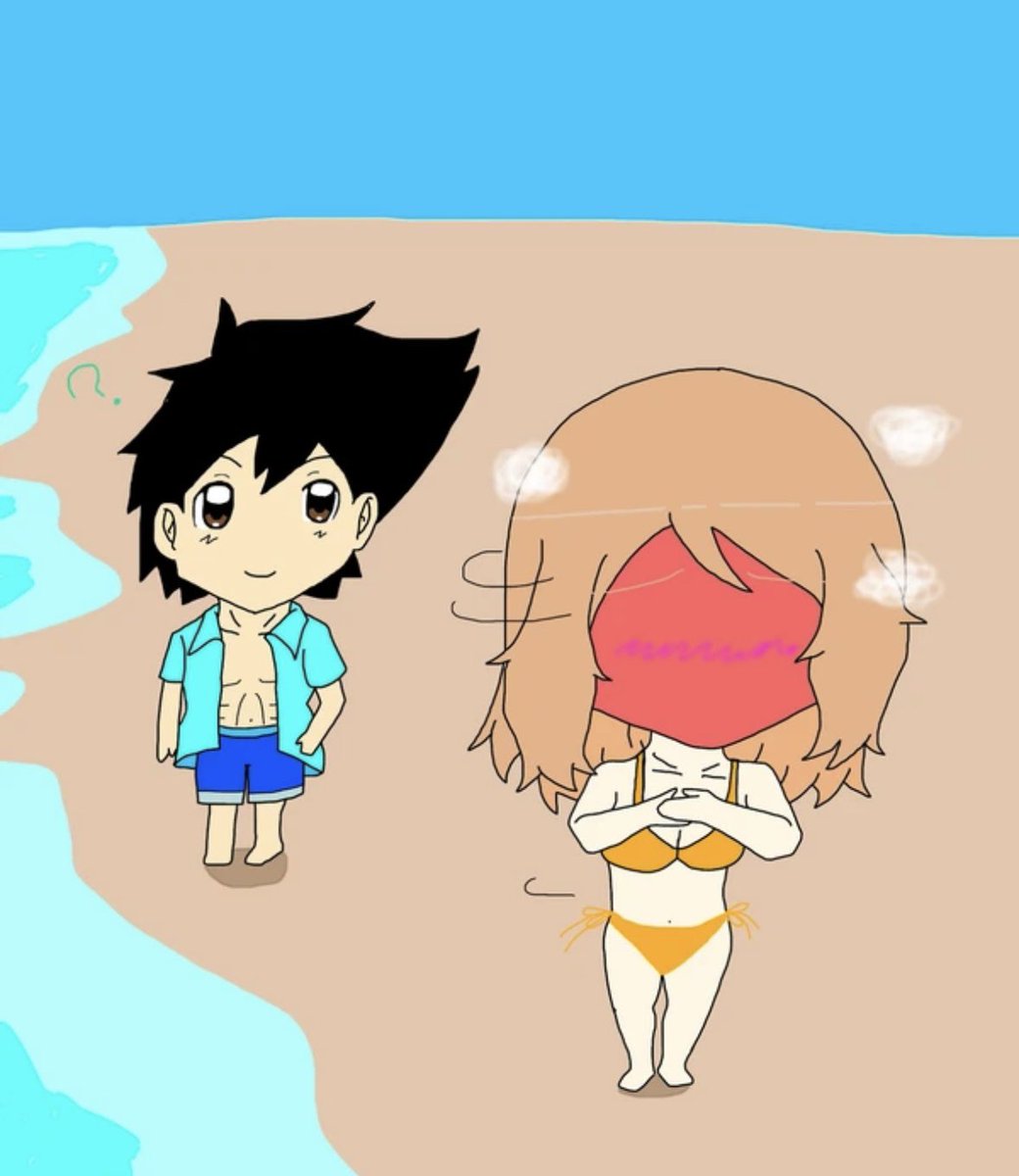 Shikinoart's tweet image. 海の日(過去絵)
＃イラスト 
＃海の日 
＃SatoSere 
＃夏の創作クラスタフォロー祭り