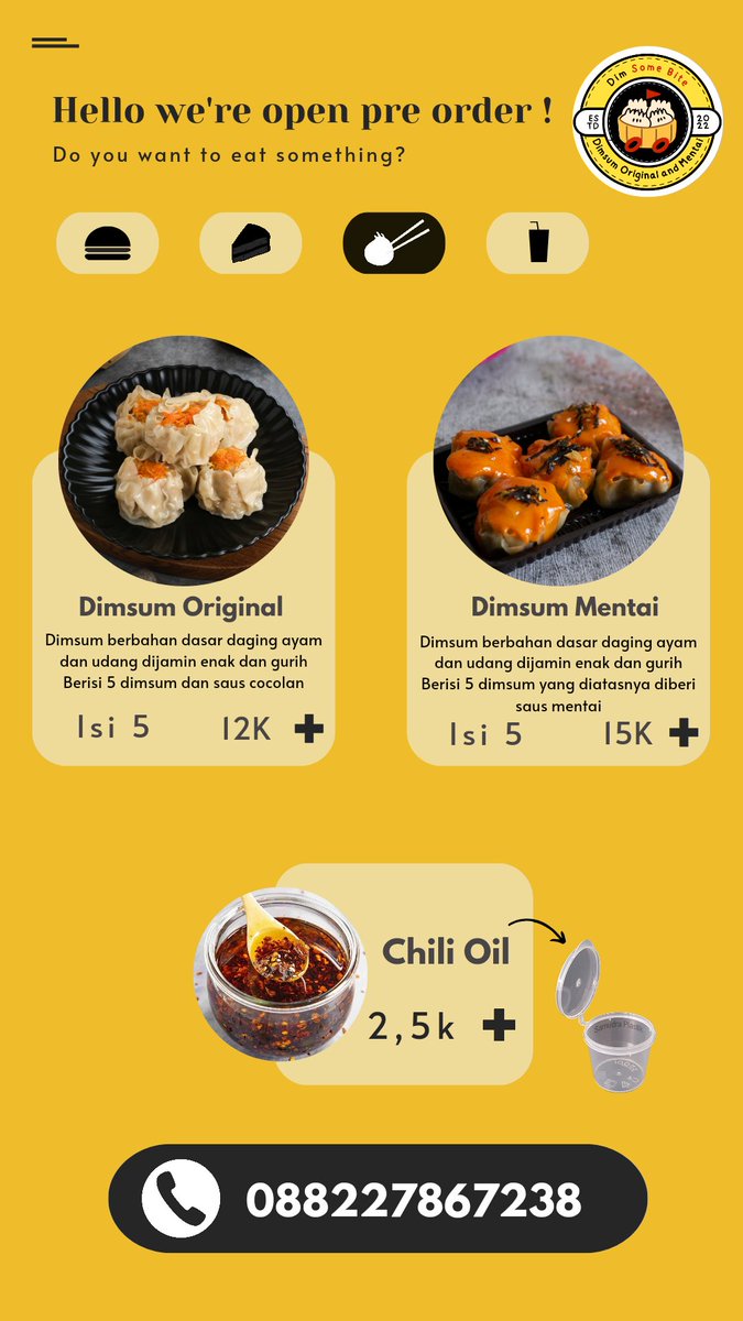 99sdery's tweet photo. ⤷ dim soem bite ૮₍ ˃ ⤙ ˂ ₎ა

menjual dimsum original dan mentai beserta chili oilnya🙂‍↔️

READY RABU

📌cod fpp undip
☎️ https://t.co/hdI8hEzs7H
yukk cobainn https://t.co/It12vbw8Mg