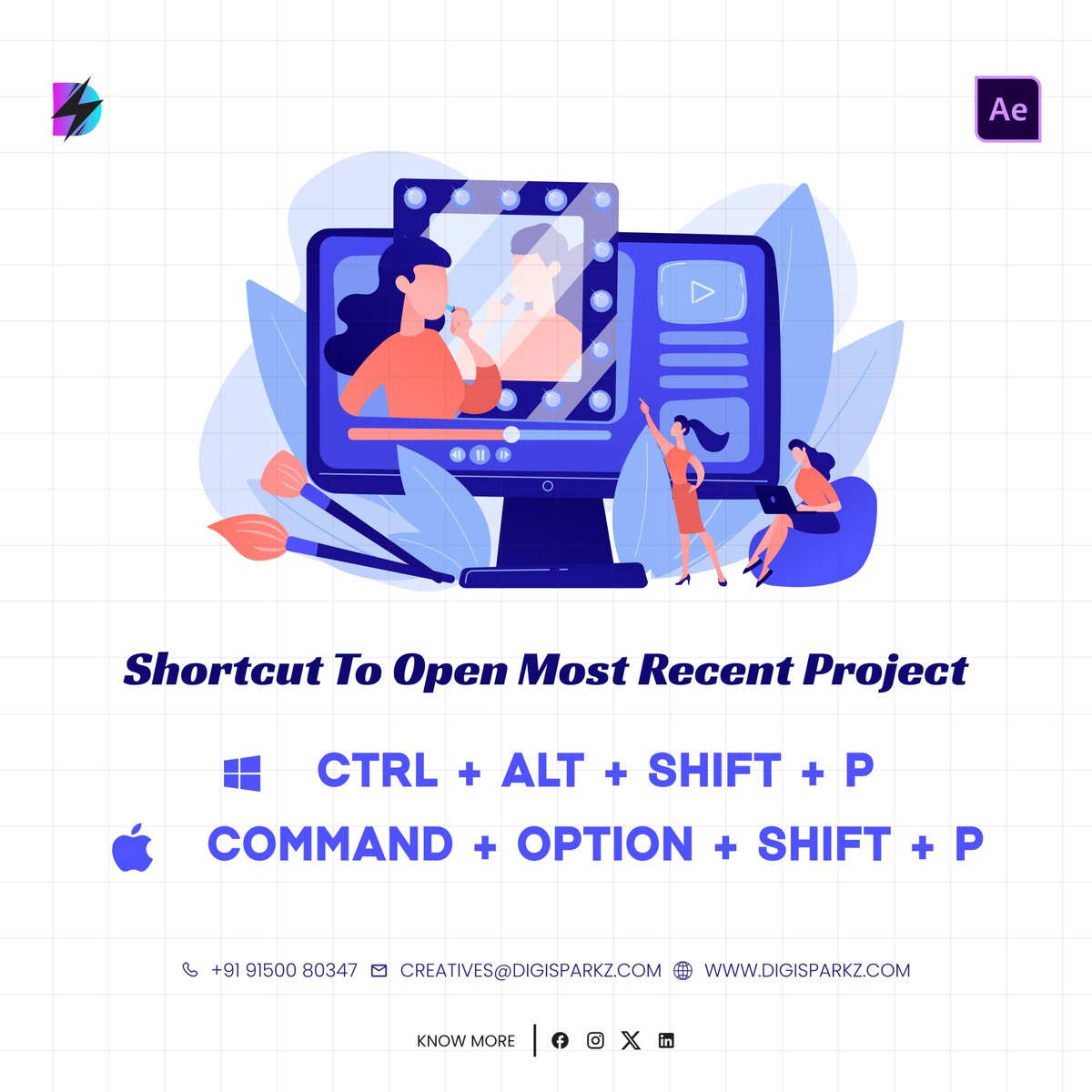 DigiSparkz's tweet image. Lost in layers? No worries! 😵💫
Jump right back into your latest project with this time-saving shortcut. 🎬⌨️
Save time, edit smarter! 🧠🖱️
#Digisparkz #CreativeAndMedia #AfterEffectsTips #AETutorials #MotionGraphics #VideoEditingHack #AEShortcut #AdobeAfterEffects #ShortcutKeys