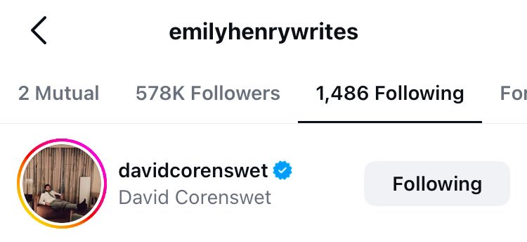corenswetmedia's tweet image. 📲 Emily Henry started following David Corenswet on instagram.