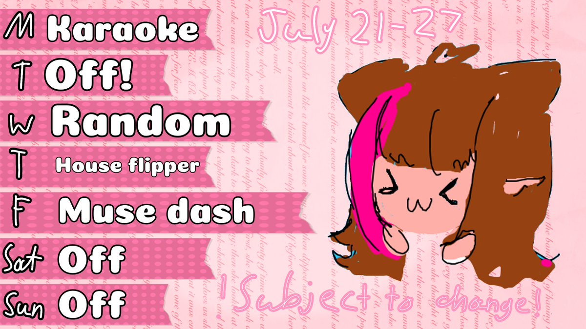 RosieDreamVtube's tweet image. This week is gonna be super hectic so please bear with me
This is subject to change as I will be on vacation
The streams will be shorter (1-2h) &amp; lower energy
Im not really sure the time I will be streaming
Monday will be at about 4pm est, 3pm central, or 1pm pst