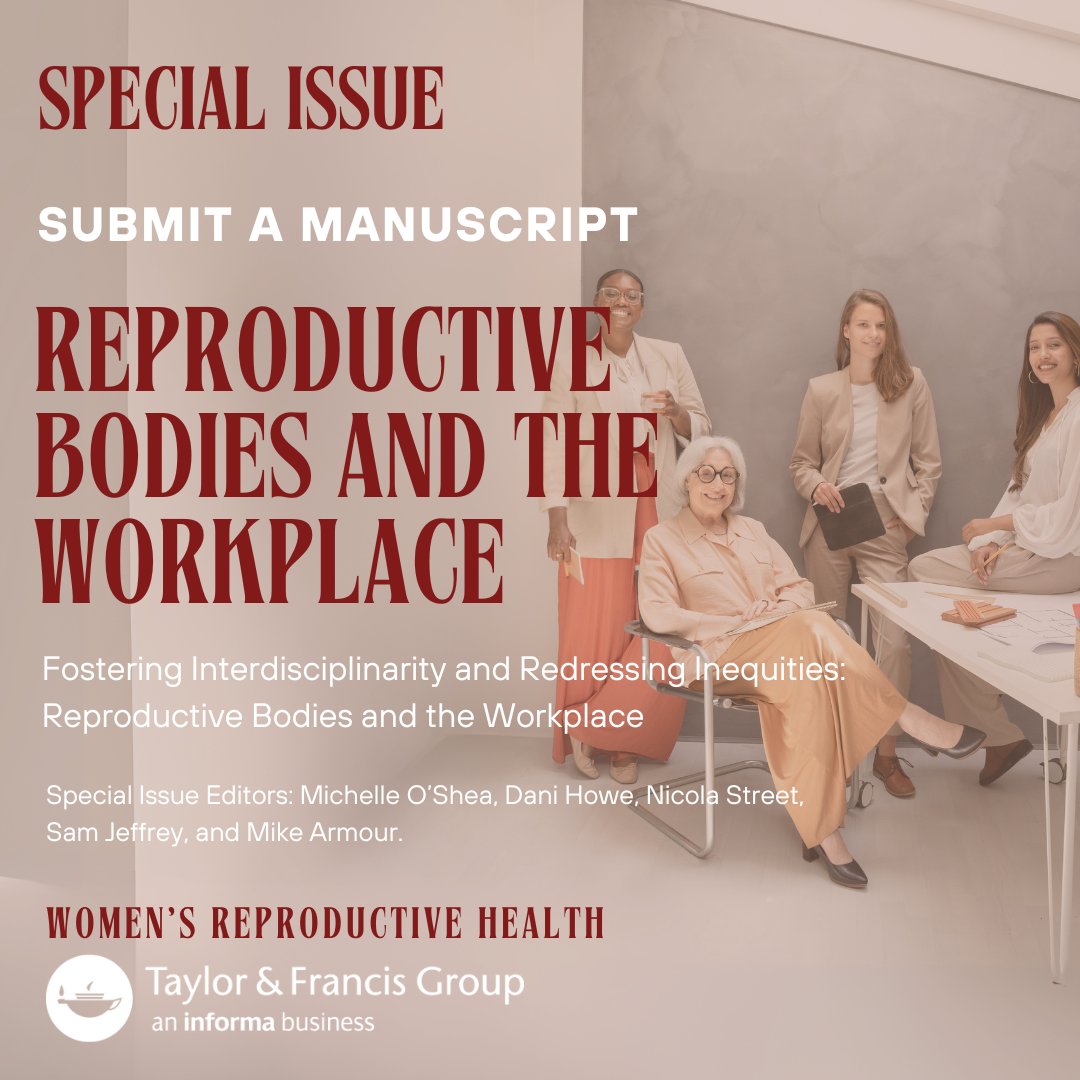 Women's Reproductive Health (@wrh_journal) on Twitter photo 📢 Call for Papers - Special Issue
🩸 Reproductive Bodies & the Workplace
Seeking research on how reproductive health intersects with work.
🗓 Abstracts due: 1 Sept 2025
📧 m.oshea@westernsydney.edu.au | CC: j.ussher@westernsydney.edu.au
Full details: tinyurl.com/WRHSpecialIssue 📢 Call for Papers - Special Issue
🩸 Reproductive Bodies & the Workplace
Seeking research on how reproductive health intersects with work.
🗓 Abstracts due: 1 Sept 2025
📧 m.oshea@westernsydney.edu.au | CC: j.ussher@westernsydney.edu.au
Full details: tinyurl.com/WRHSpecialIssue