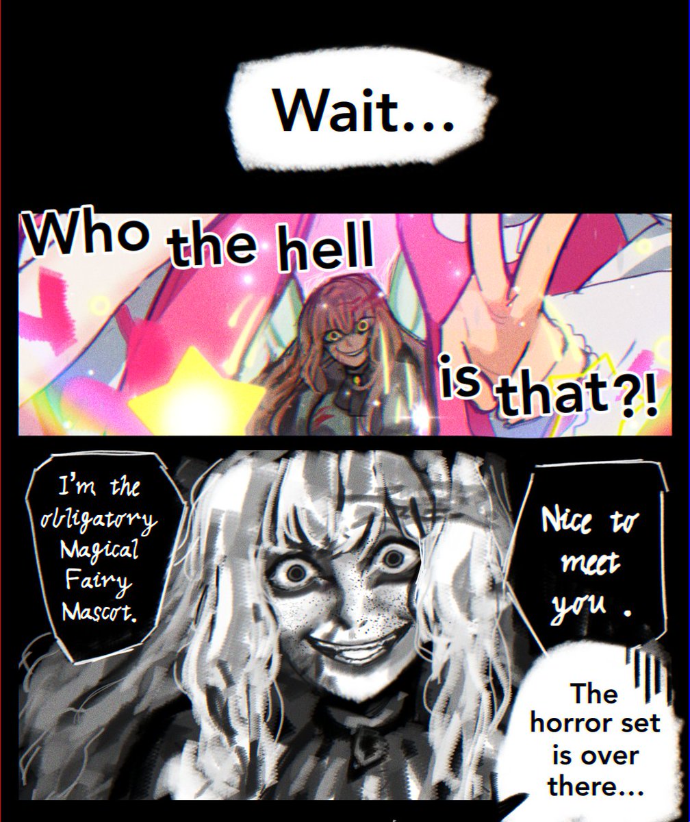 Mircalladesire's tweet photo. The Magical Girls of Love and Dreams, and the Cannibalistic Bloody Fairy Mascot they found at the Garbage! - 🩷

#LCB #LCB38 https://t.co/PtREeti6TM