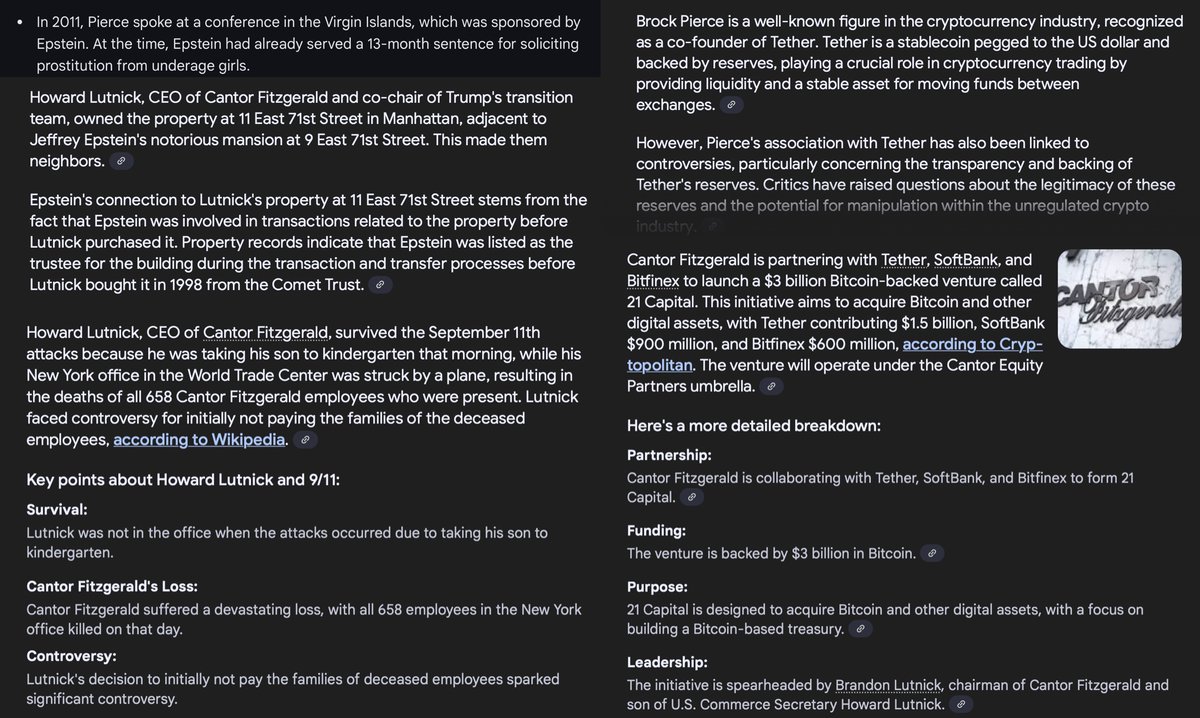 XX_1133_1221_11's tweet image. 9.11
Epstein, Thiel, Lutnik, Pierce
Tether, Palantir, Carbyne
(Just a small batch of connections)
Peter Thiel:
> Peter Thiel and Roelof Botha allegedly narrowly avoided being on Flight UA-93 on the morning of September 11, 2001, which was hijacked and crashed in a field in PA.…