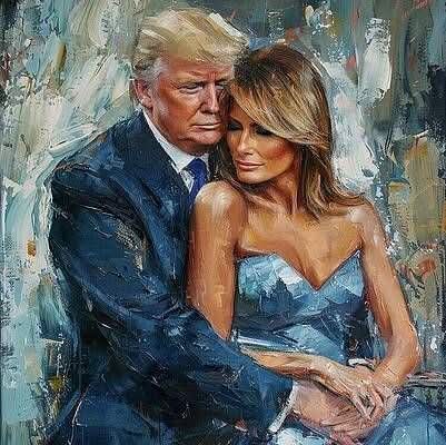HiraParvee85540's tweet image. Oil painting of President Donald Trump. The artist is Gallery Hira