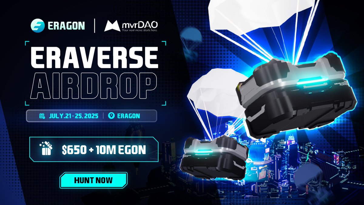 🚨 AIRDROP STORM MODE: ON 🚨

The biggest birthday storm has begun! 🌧️

Golden boxes are falling all over Eraverse and they’re packed with prizes 💸

🗓️ July 21 – 25
💰 $650 + 10M EGON
📍 Venue: eragon.gg/eraverse/home

🪂 How to catch the rain:
1️⃣ Log into Eraverse
2️⃣ Join