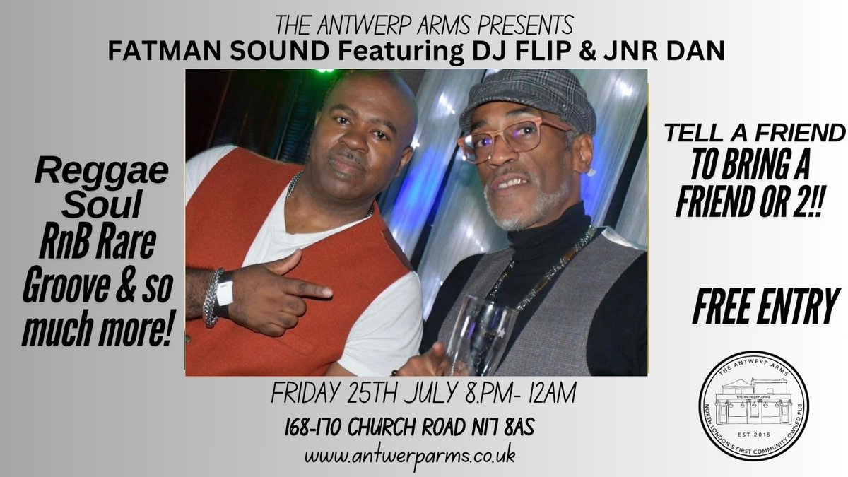 AntwerpArmsAsoc's tweet image. What's on at The Antwerp this week?
Tues
Spins and Needles 7.30
Weds
Irish Folk music 7.30
Thurs
Pub Quiz - 7:30pm for 8pm start.
Fri
DJ Flip & Junior Dan
Sat
Imagine Dragons pre and post concert drinks
Sunday
Salsa with Anita 6-8.00pm
#northlondonpub #livemusic #art