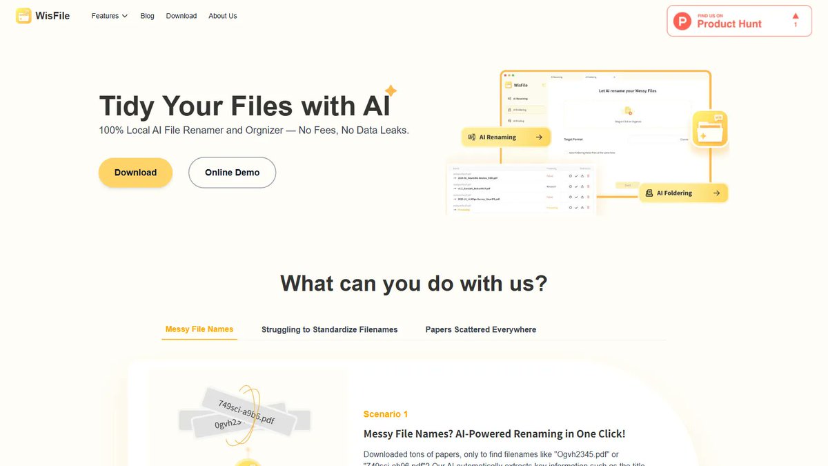 halo_tool's tweet image. 1️⃣ **Tidy up your files effortlessly with WisFile.** This AI tool renames files based on content—extracting titles, authors, and more—so you get clear, consistent filenames. Plus, it sorts them into logical folders automatically. 
halotool.com/tool/wisfile
#halotool #fileorganizer