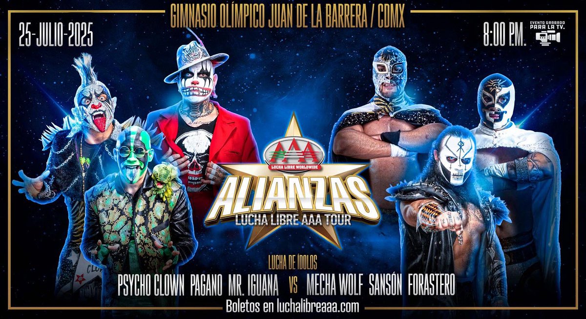 luchalibreaaa's tweet image. El próximo viernes seremos testigos de una ÉPICA lucha de ídolos. 😱
¡Asegura tu lugar para que nadie te lo cuente!
🗓️ 25 de Julio. | ⌚ 8:00 PM.
📍 Gimnasio Olímpico Juan de la Barrera, CDMX.
🎟️ Boletos en nuestro sitio.
#AlianzasAAA 💫