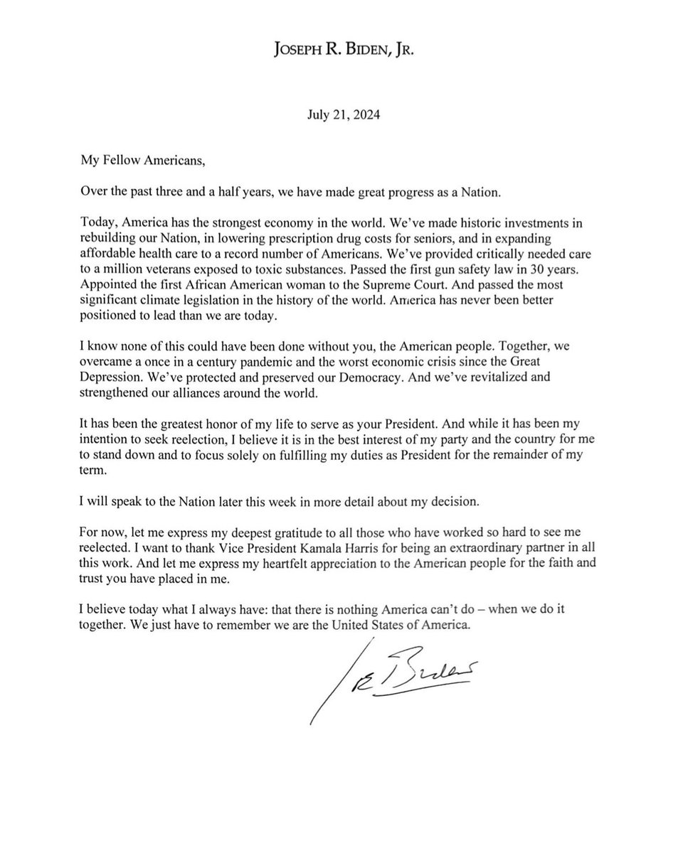 PpollingNumbers's tweet image. A year ago, on July 21, 2024, President Joe Biden announced his withdrawal from the 2024 presidential race.