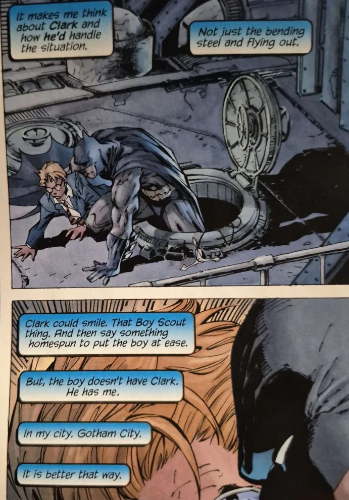 DarthCaul's tweet image. I picked up Batman Hush to relax and turn my brain off after studying Superman comics the last three weeks and in the first chapter Bruce brings up Clark 🦇